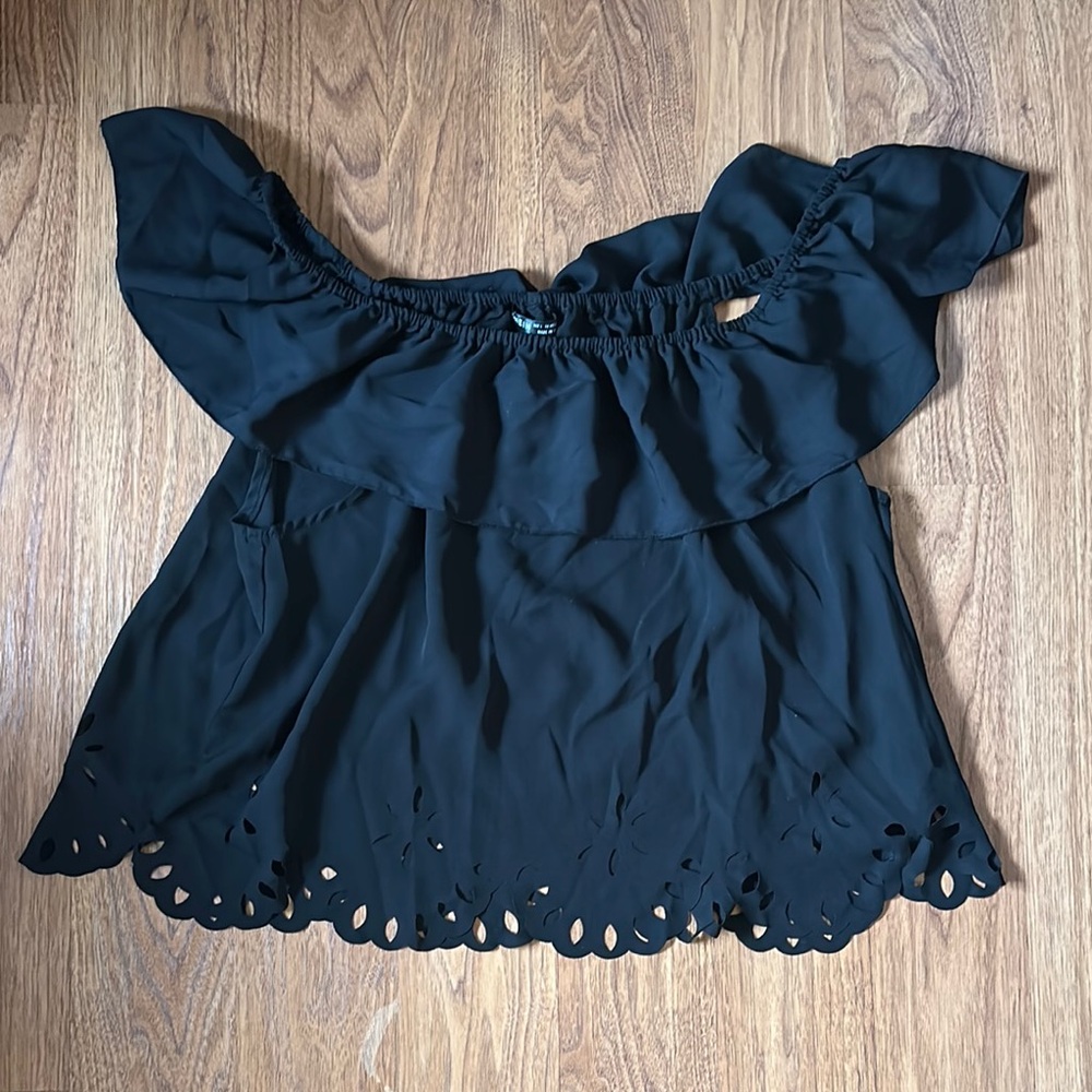 Black off the shoulder shirt